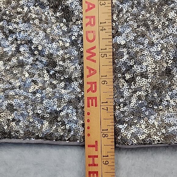 CACHE Silver Sequin Skirt Sz 8 Straight Pencil Party Lined Back Zipper Y2K Glam - Picture 10 of 11